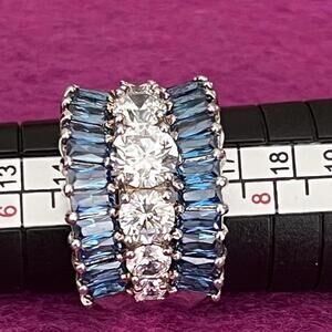 2 New Sterling Silver  Baby Blue Apatite Stone Rings Size 6 1/4 or 8 1/4